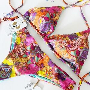 NWT Colorful Floral Multicolor Colombian Sexy Bikini Set